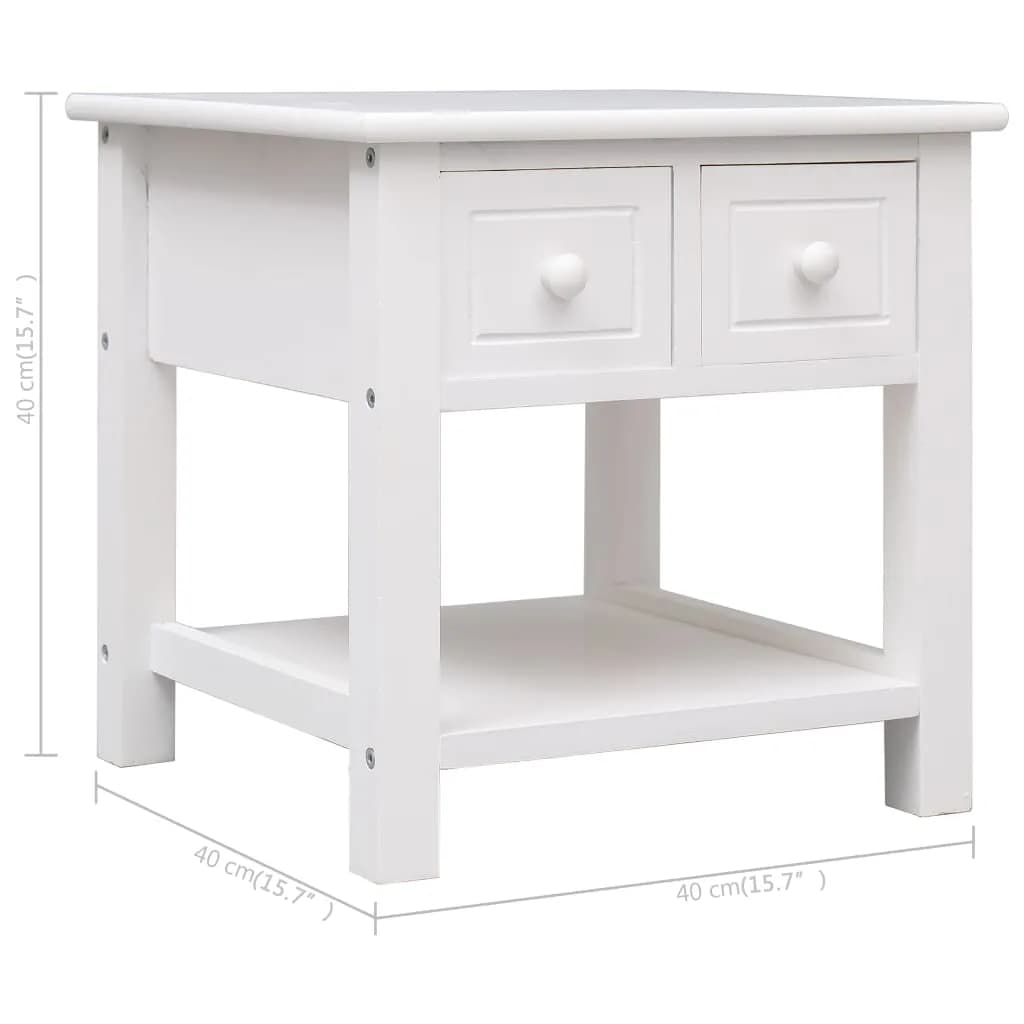 vidaXL Side Table White 40x40x40 cm Paulownia Wood