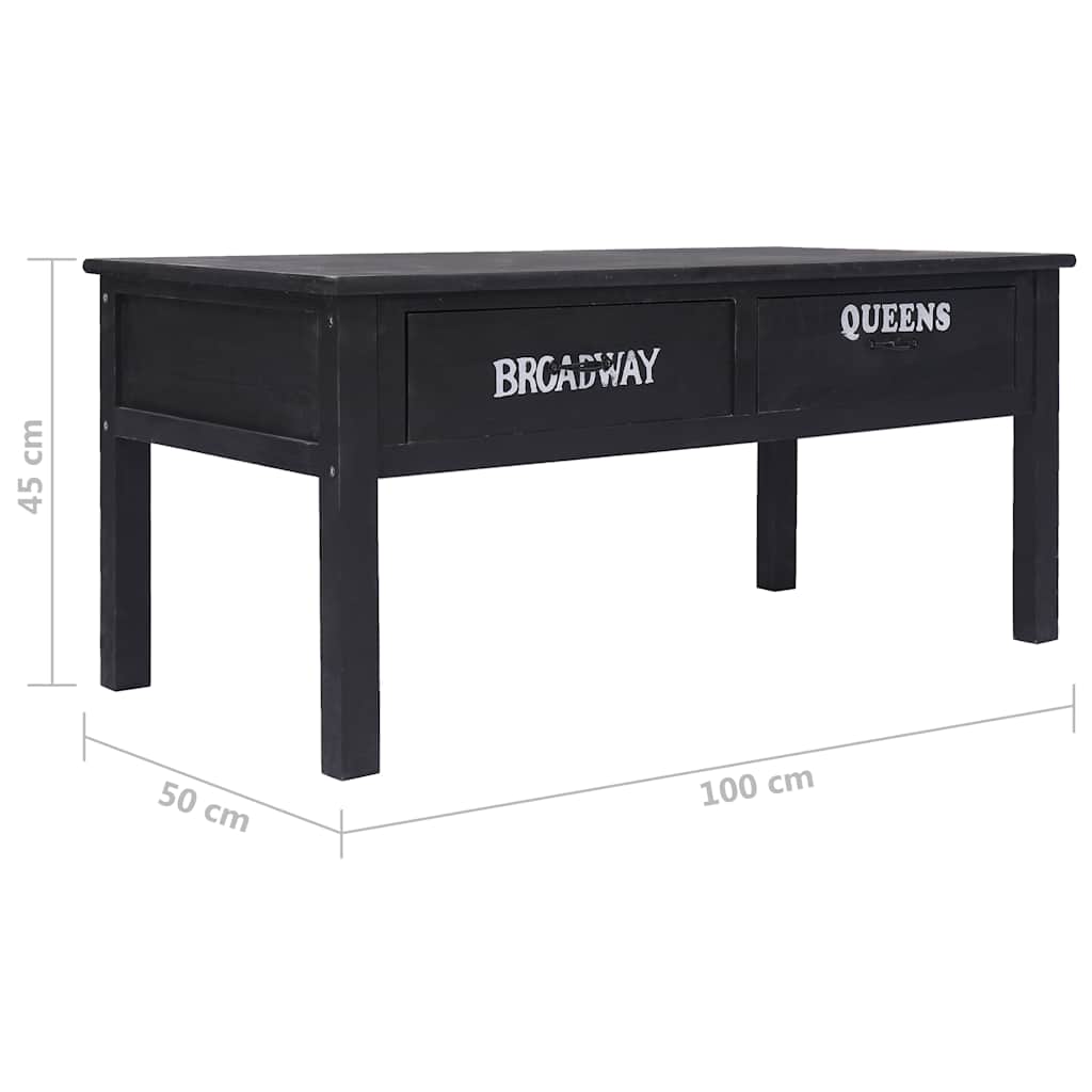 284141 vidaXL Coffee Table Black 100x50x45 cm Wood