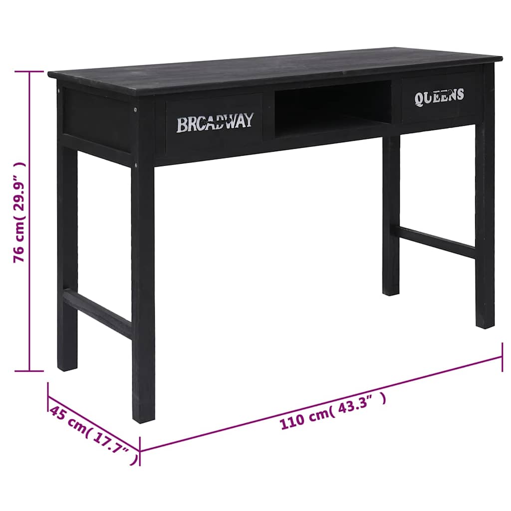 284161 vidaXL Console Table Black 110x45x76 cm Wood
