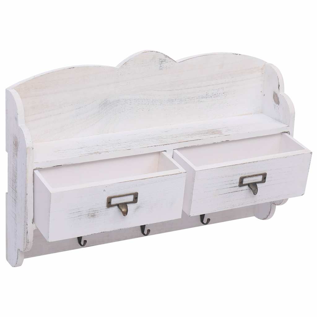 284239 vidaXL Wall Mounted Coat Rack White 50x10x34 cm Wood