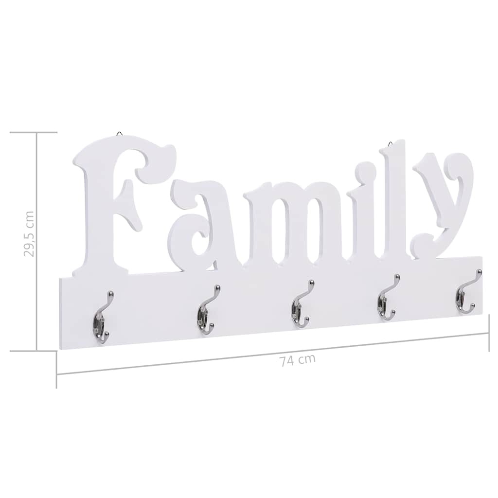 284245 vidaXL Wall Mounted Coat Rack FAMILY 74x29,5 cm