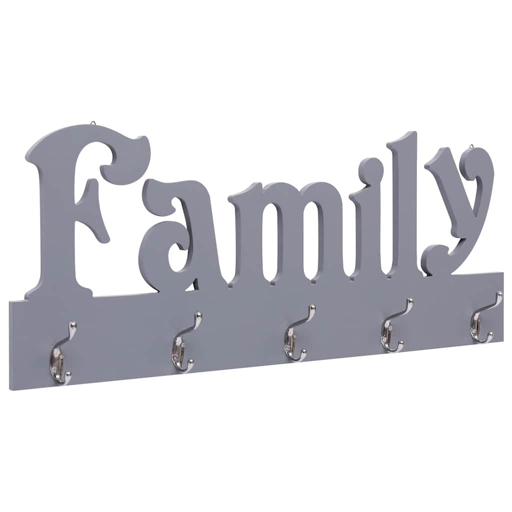 284246 vidaXL Wall Mounted Coat Rack FAMILY Grey 74x29,5 cm