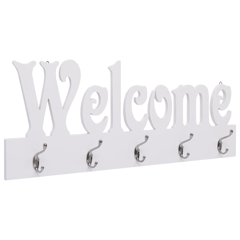284247 vidaXL Wall Mounted Coat Rack WELCOME White 74x29,5 cm