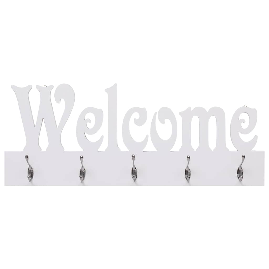 284247 vidaXL Wall Mounted Coat Rack WELCOME White 74x29,5 cm