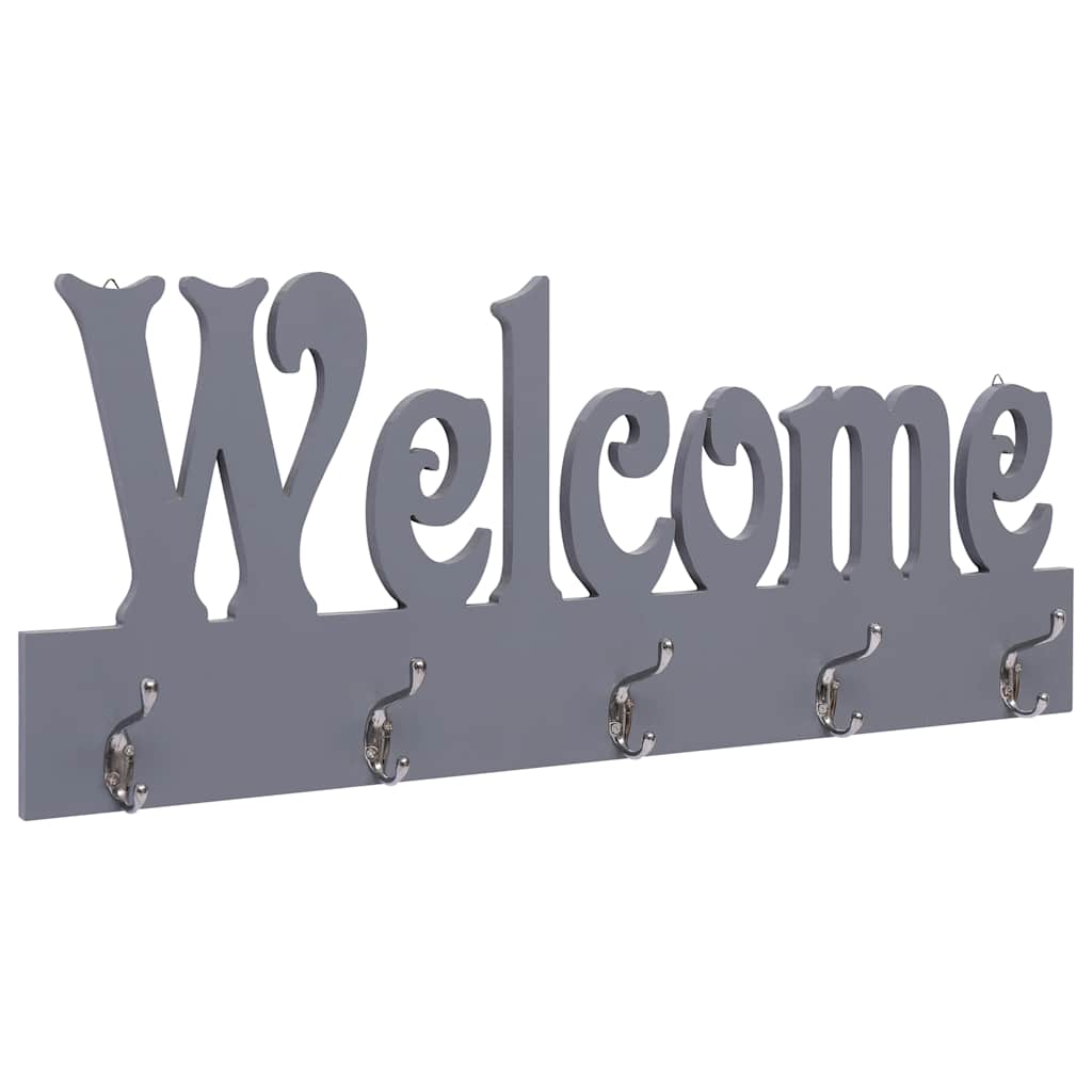 284248 vidaXL Wall Mounted Coat Rack WELCOME Grey 74x29,5 cm