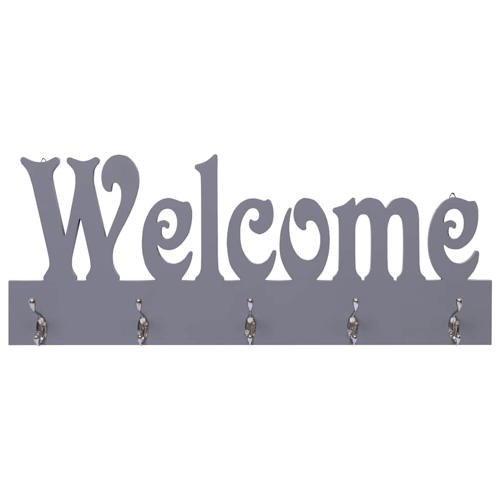 284248 vidaXL Wall Mounted Coat Rack WELCOME Grey 74x29,5 cm