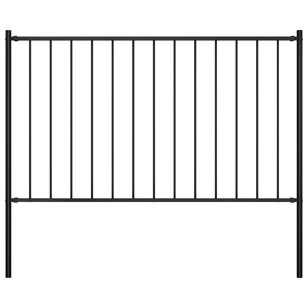 Fence Panel Woerden with Posts Steel 1.7x0.75 m Black
