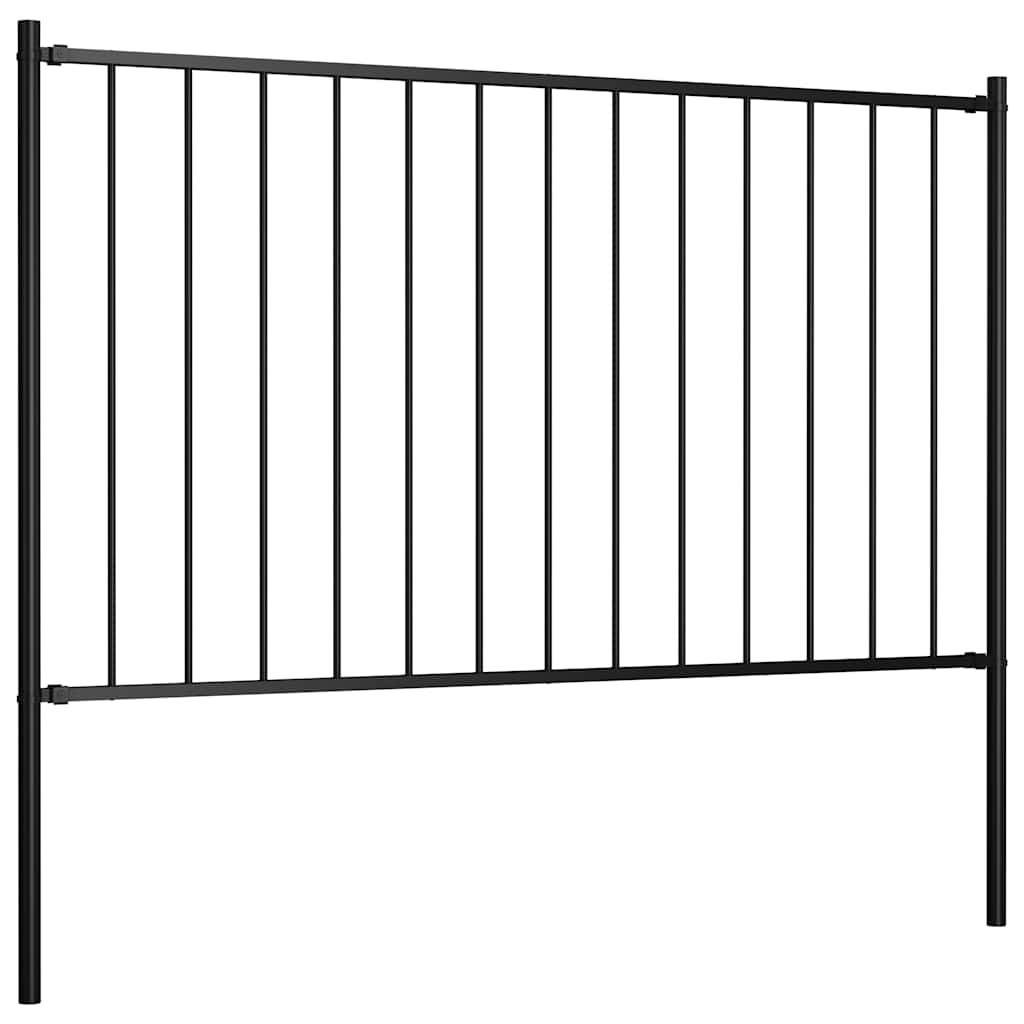 Fence Panel Woerden with Posts Steel 1.7x0.75 m Black