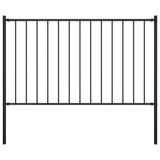 vidaXL Fence Panel with Posts Powder-coated Steel 1.7x1 m Black