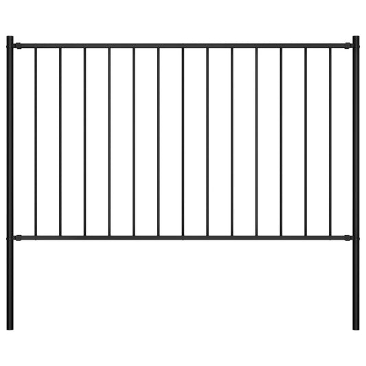 vidaXL Fence Panel with Posts Powder-coated Steel 1.7x1.25 m Black