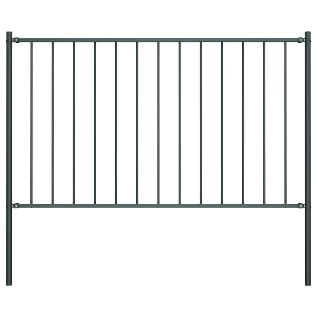 vidaXL Fence Panel with Posts Powder-coated Steel 1.7x1 m Anthracite