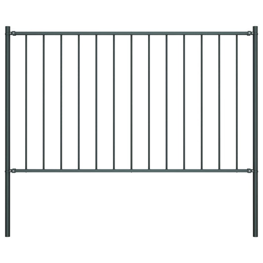 vidaXL Fence Panel with Posts Powder-coated Steel 1.7x1 m Anthracite