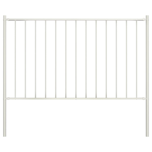 vidaXL Fence Panel with Posts Powder-coated Steel 1.7x1 m White