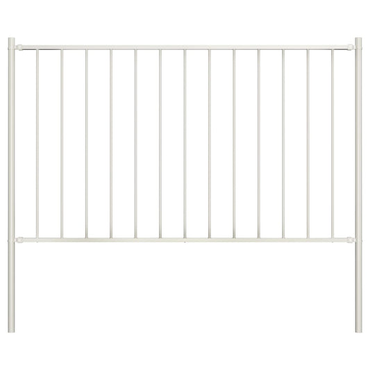 vidaXL Fence Panel with Posts Powder-coated Steel 1.7x1.25 m White