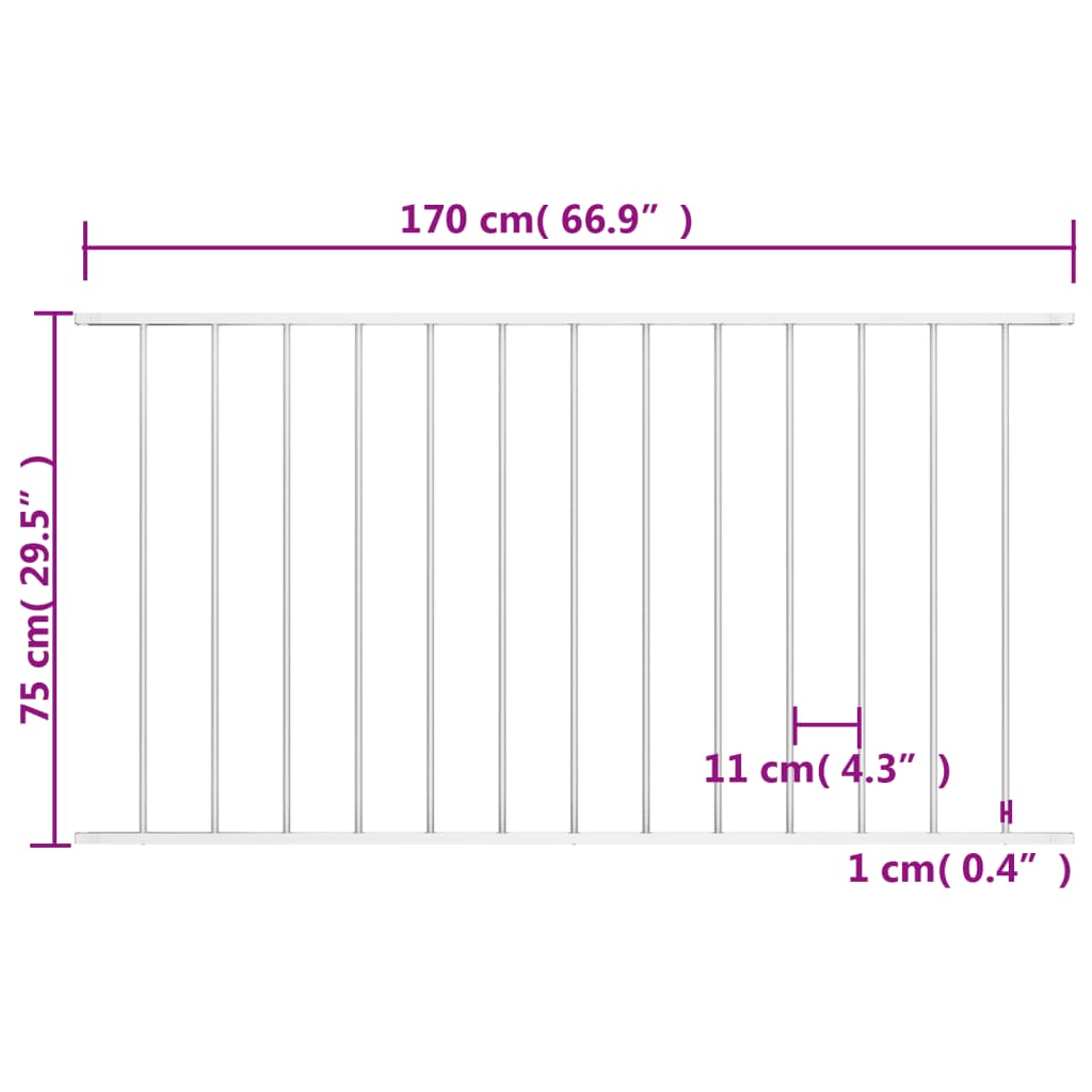 vidaXL Fence Panel Powder-coated Steel 1.7x0.75 m White