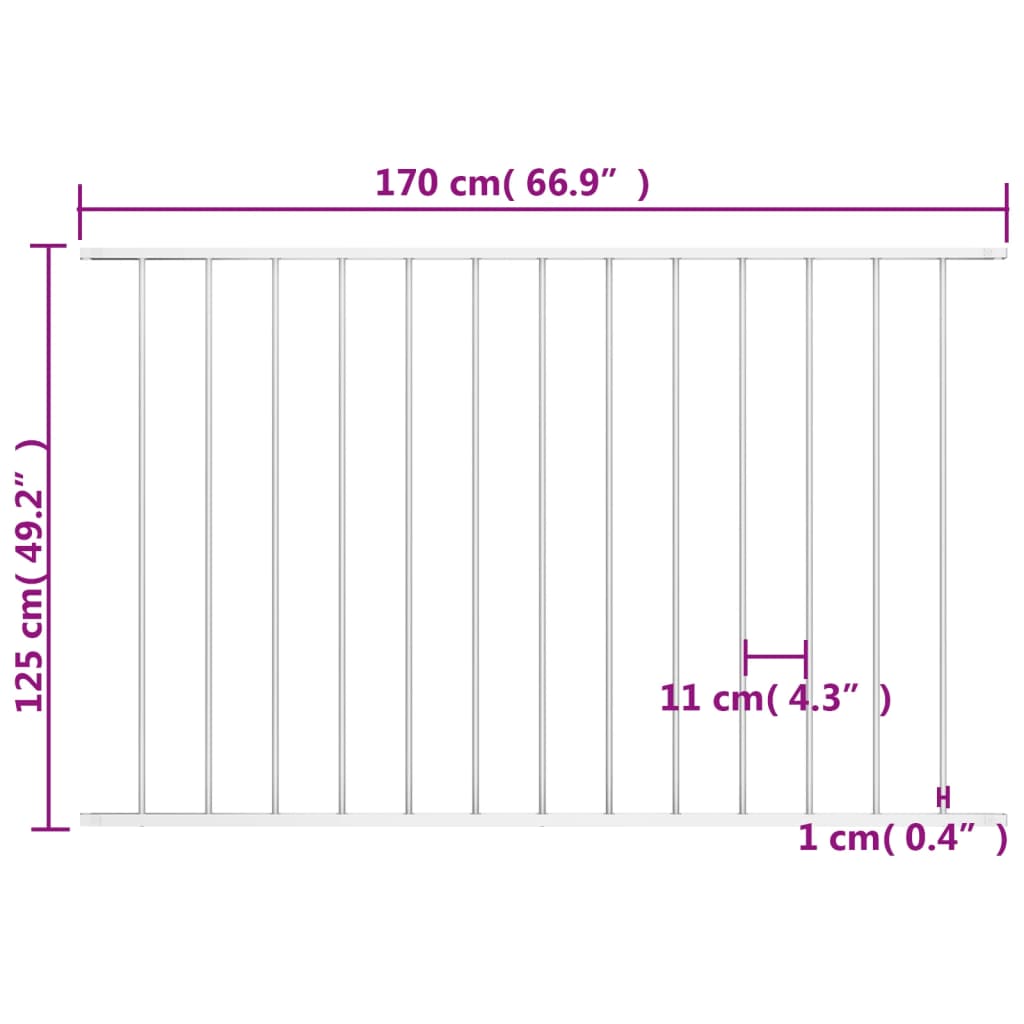 vidaXL Fence Panel Powder-coated Steel 1.7x1.25 m White