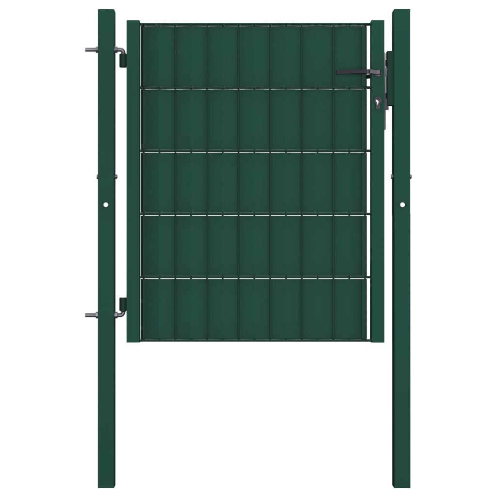 vidaXL Fence Gate PVC and Steel 100x81 cm Green