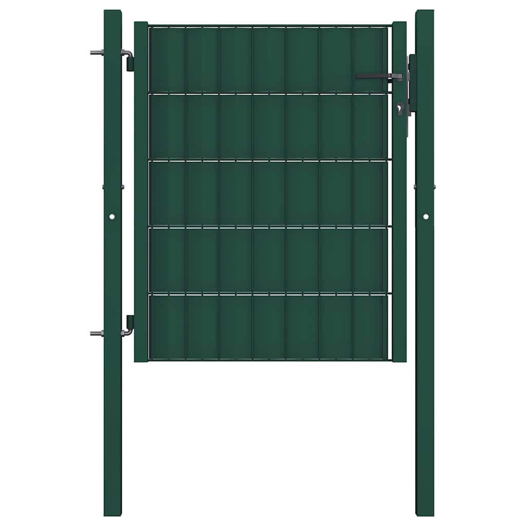 145227 vidaXL Fence Gate PVC and Steel 100x81 cm Green