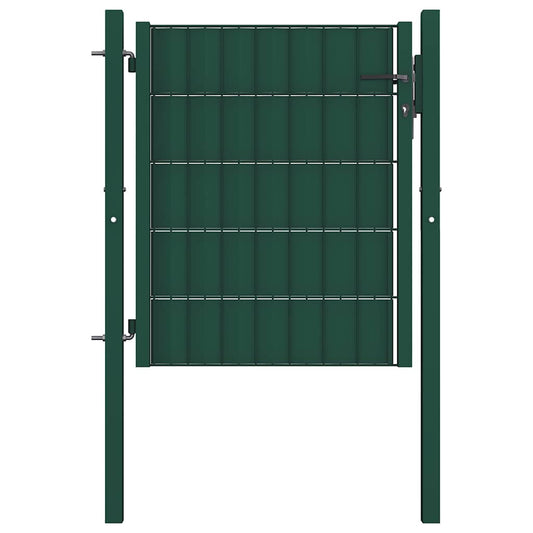 145227 vidaXL Fence Gate PVC and Steel 100x81 cm Green