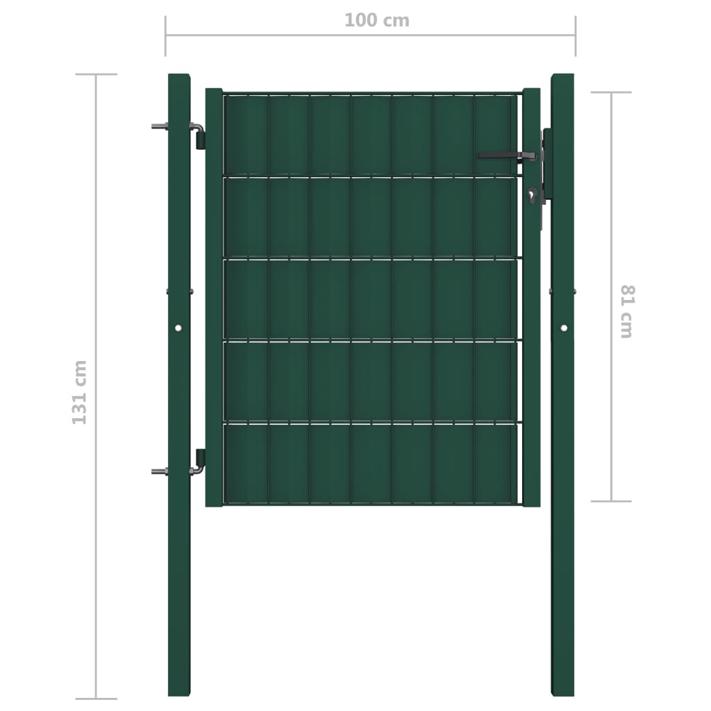 vidaXL Fence Gate PVC and Steel 100x81 cm Green