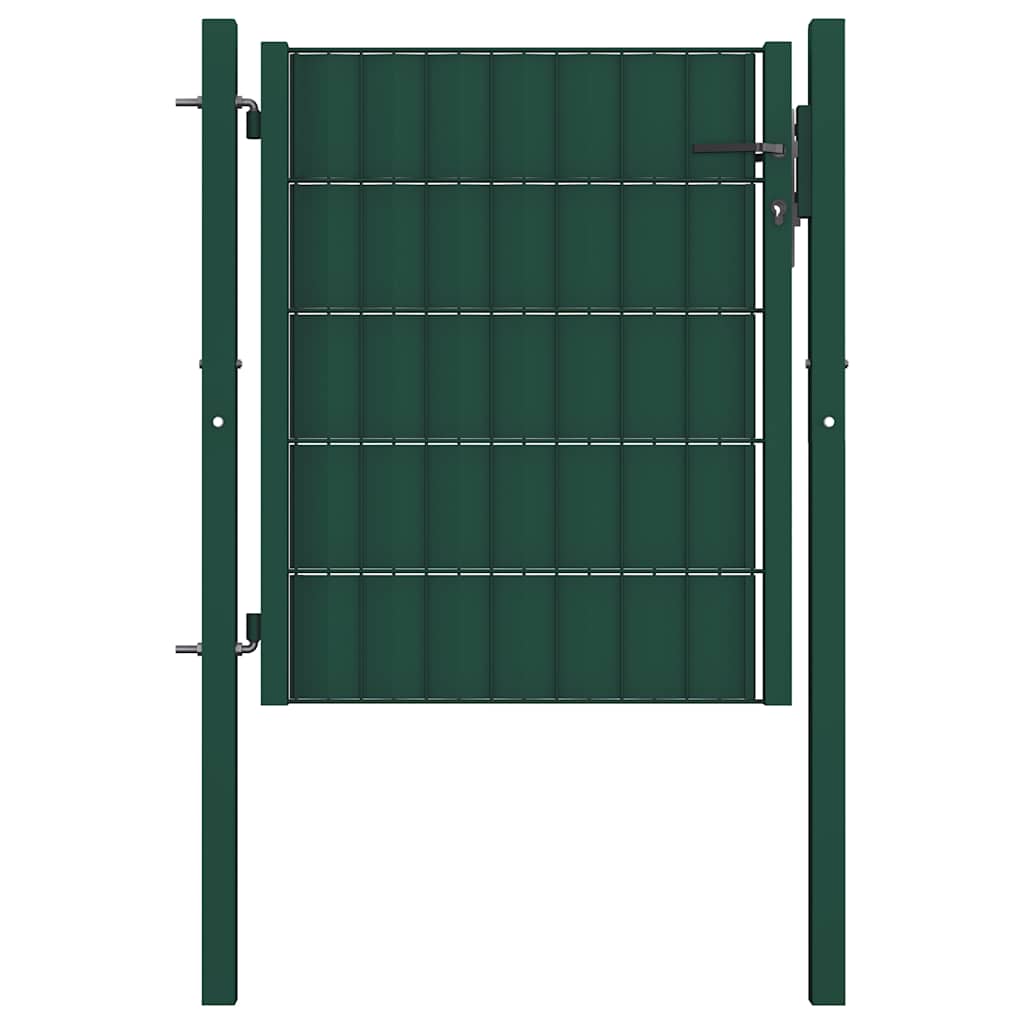 Fence Gate PVC and Steel 100x100 cm Green