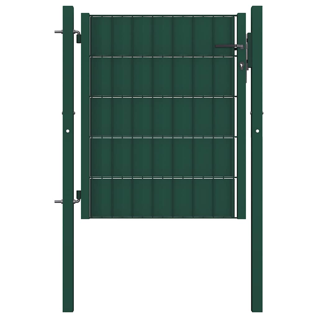 145228 vidaXL Fence Gate PVC and Steel 100x100 cm Green