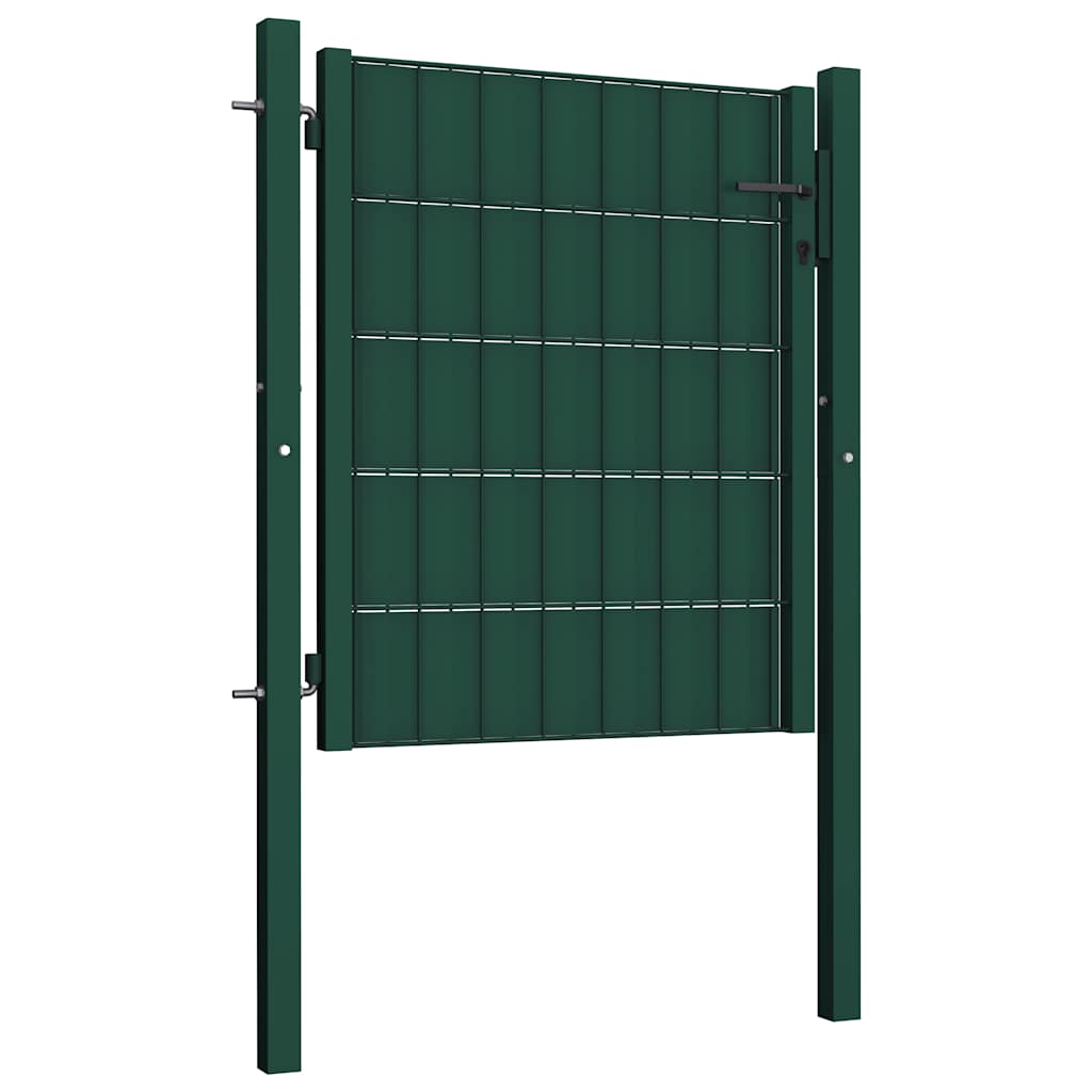 145228 vidaXL Fence Gate PVC and Steel 100x100 cm Green