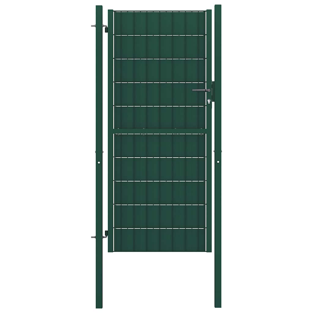 145229 vidaXL Fence Gate PVC and Steel 100x124 cm Green