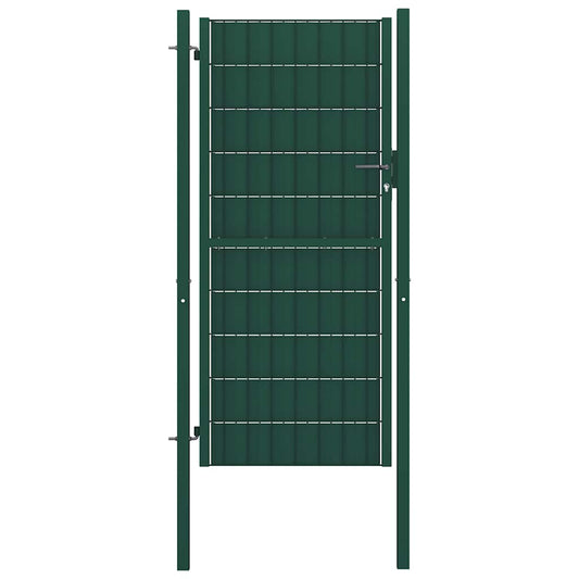 145229 vidaXL Fence Gate PVC and Steel 100x124 cm Green