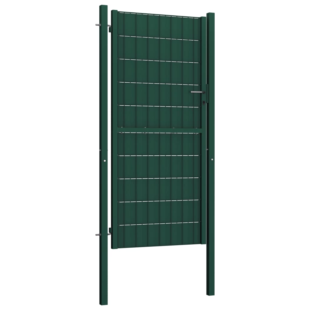 vidaXL Fence Gate PVC and Steel 100x124 cm Green