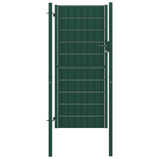 vidaXL Fence Gate PVC and Steel 164x100 cm Green