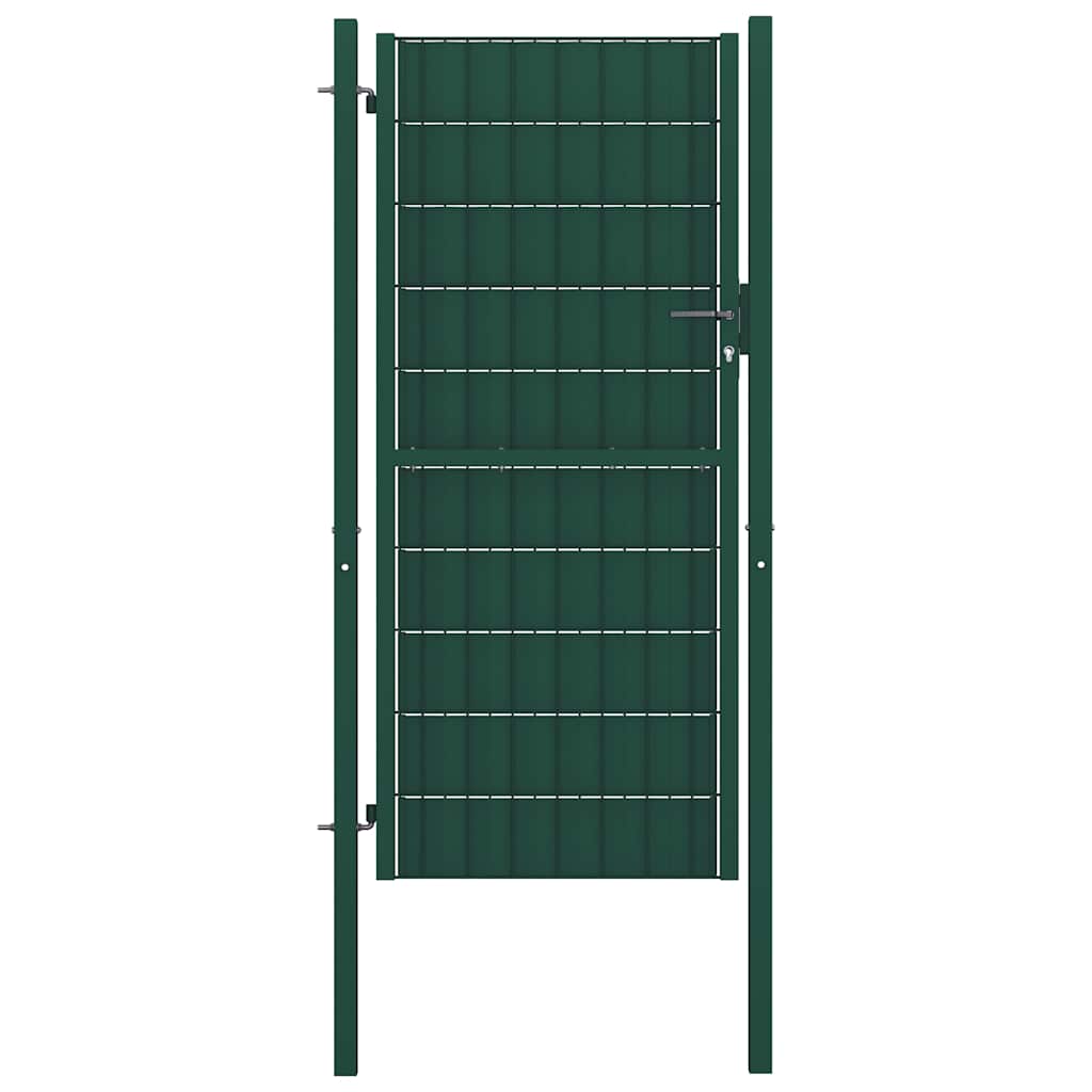 145230 vidaXL Fence Gate PVC and Steel 100x164 cm Green