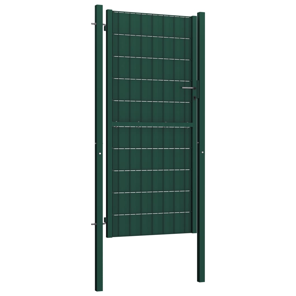 vidaXL Fence Gate PVC and Steel 164x100 cm Green