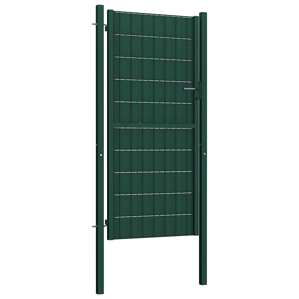145230 vidaXL Fence Gate PVC and Steel 100x164 cm Green