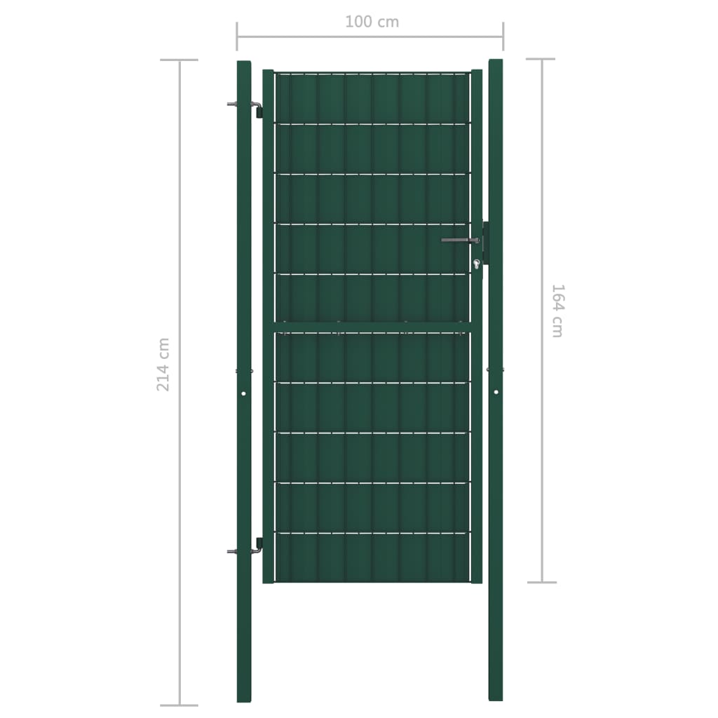 vidaXL Fence Gate PVC and Steel 164x100 cm Green