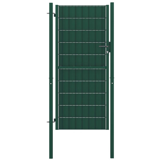 vidaXL Fence Gate PVC and Steel 100x204 cm Green