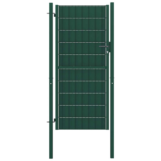 145231 vidaXL Fence Gate PVC and Steel 100x204 cm Green