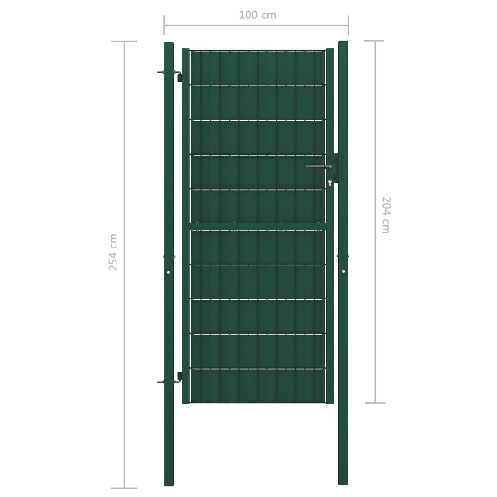 vidaXL Fence Gate PVC and Steel 100x204 cm Green