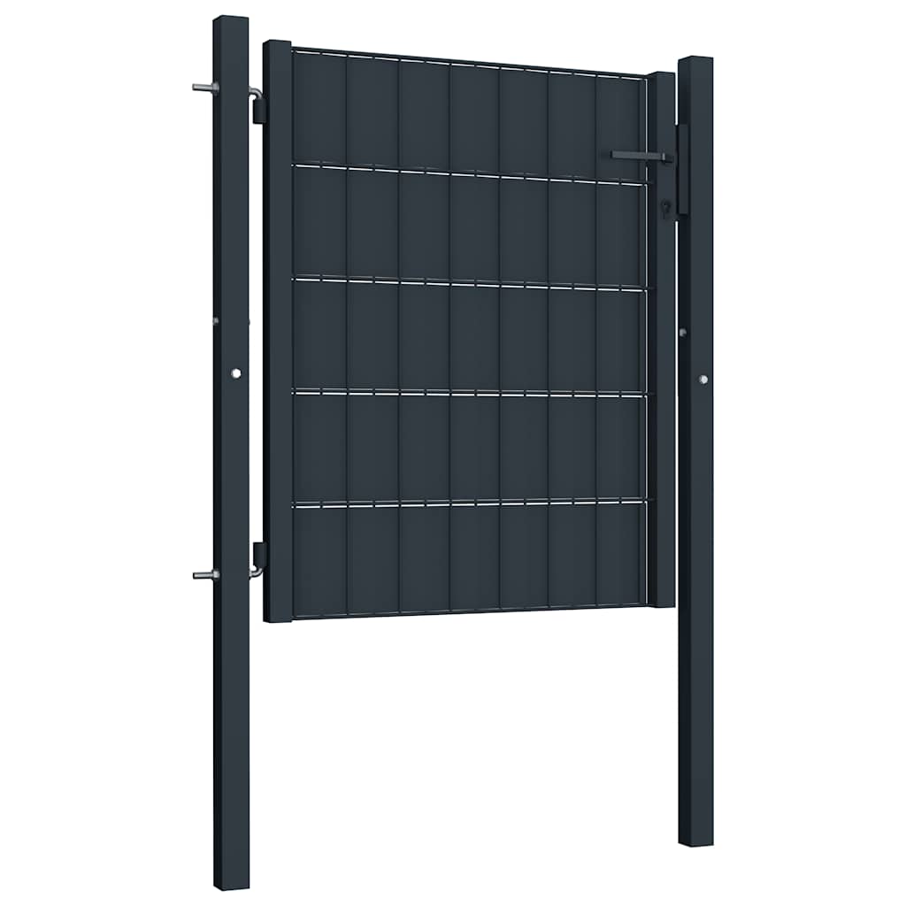 145232 vidaXL Fence Gate PVC and Steel 100x81 cm Anthracite