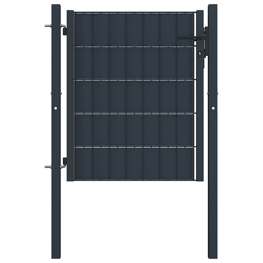 145233 vidaXL Fence Gate PVC and Steel 100x100 cm Anthracite