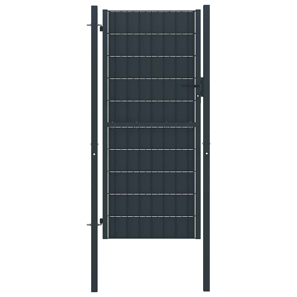 145236 vidaXL Fence Gate PVC and Steel 100x204 cm Anthracite