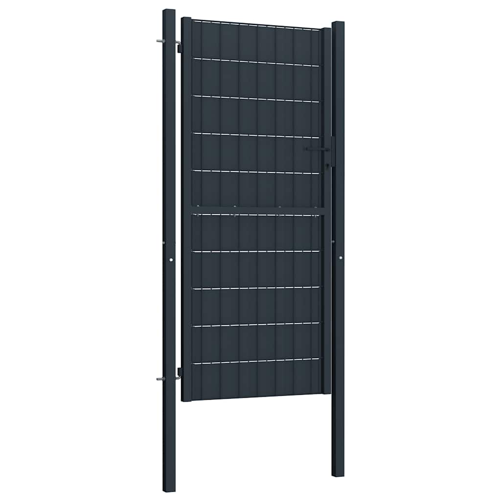 145236 vidaXL Fence Gate PVC and Steel 100x204 cm Anthracite