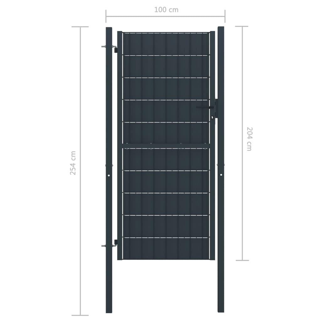 vidaXL Fence Gate PVC and Steel 100x204 cm Anthracite