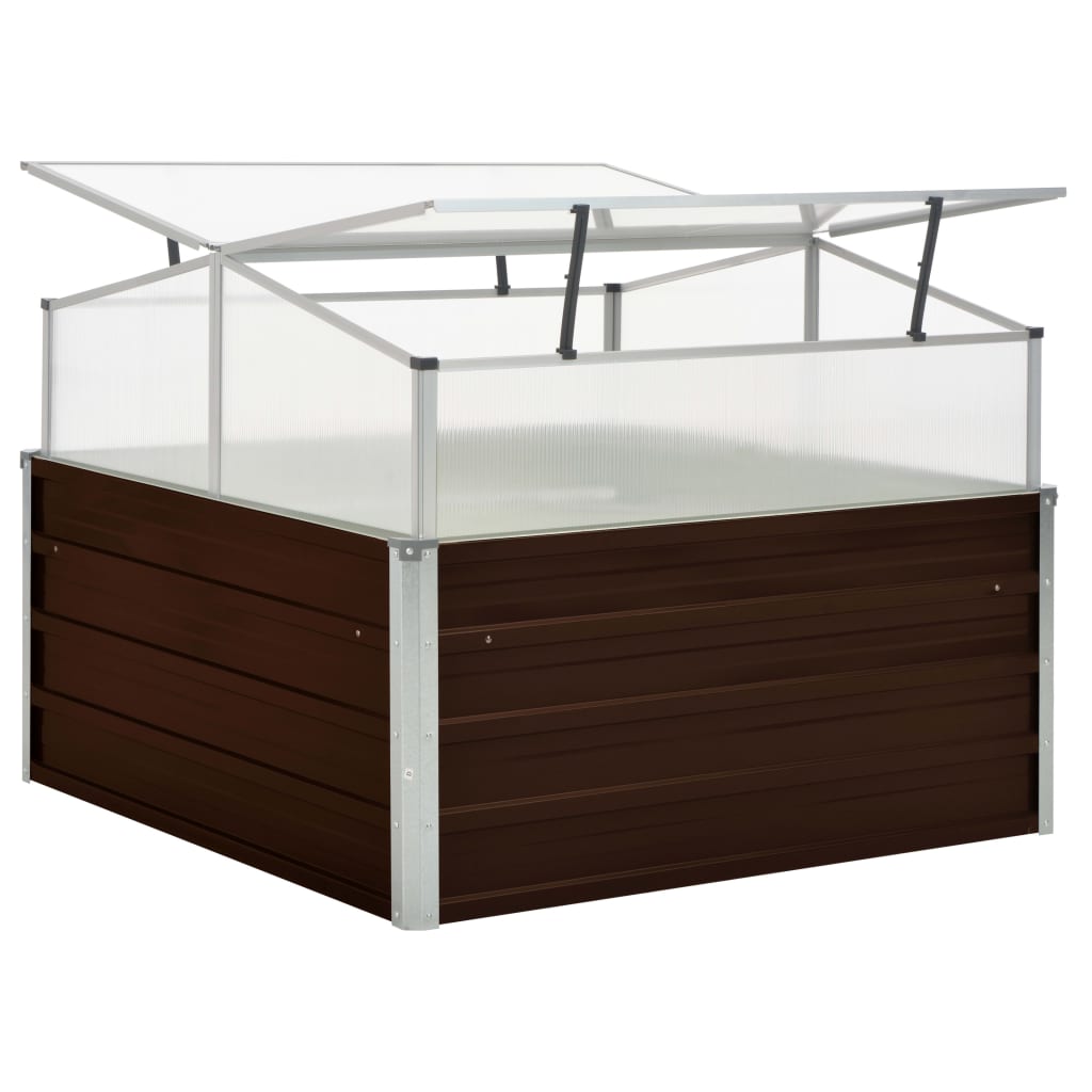 vidaXL Greenhouse Brown 100x100x85 cm Galvanised Steel