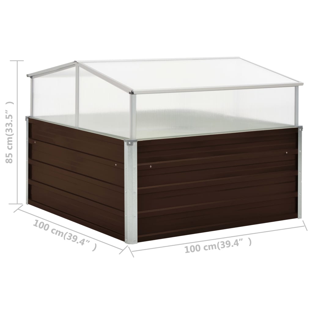 vidaXL Greenhouse Brown 100x100x85 cm Galvanised Steel