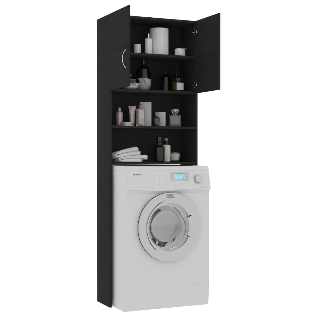 vidaXL Washing Machine Cabinet Black 64x25.5x190 cm Engineered Wood