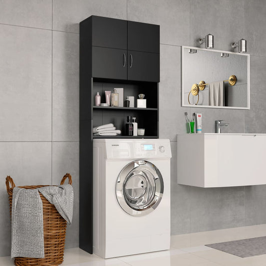 vidaXL Washing Machine Cabinet Black 64x25.5x190 cm Engineered Wood