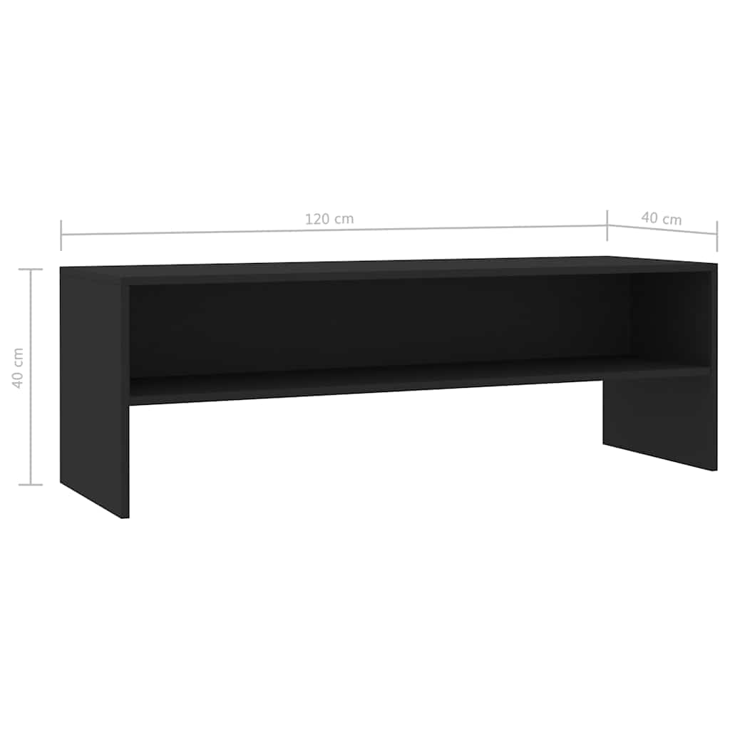 800037 vidaXL TV Cabinet Black 120x40x40 cm Engineered Wood