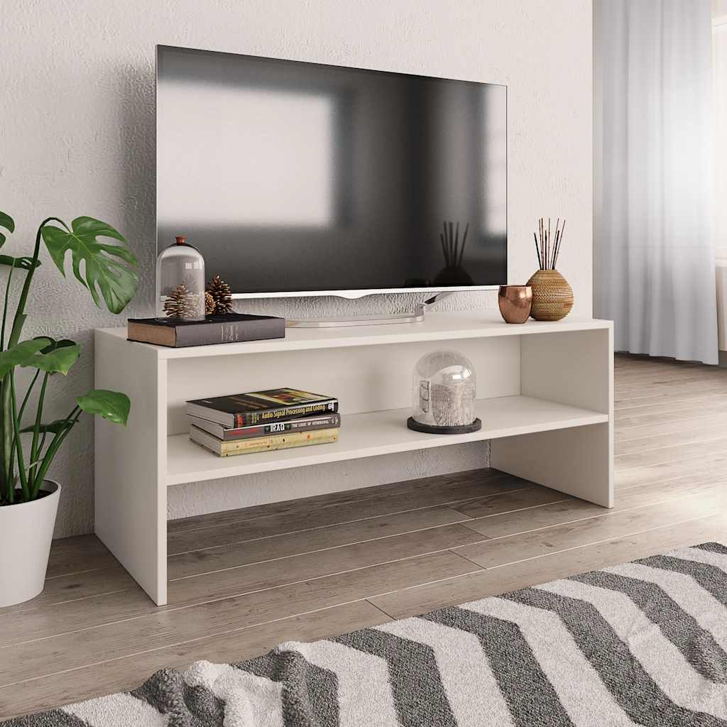800045 vidaXL TV Cabinet White 100x40x40 cm Engineered Wood