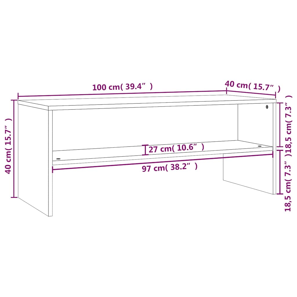 800046 vidaXL TV Cabinet Black 100x40x40 cm Engineered Wood